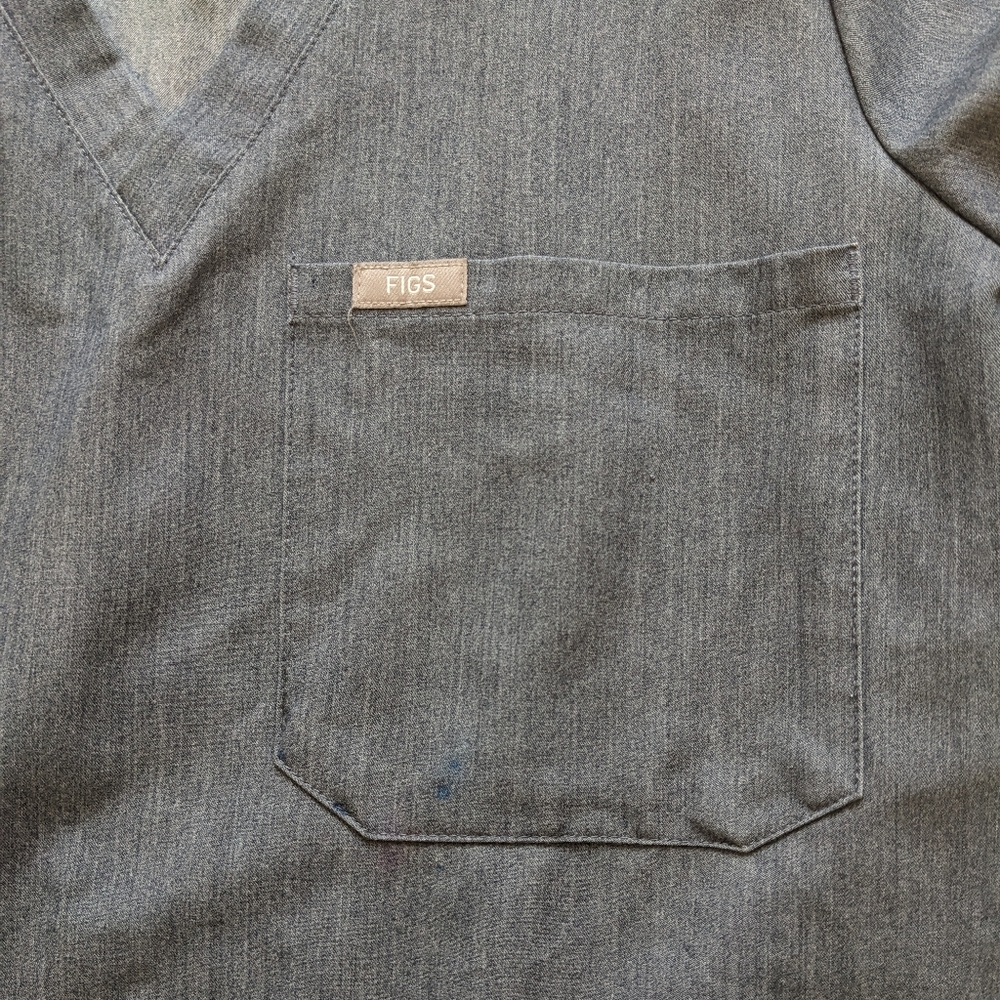 FIGS Scrub Set Heather Denim Catarina Top Yola Skinny Pants M Petite Stretch - Picture 10 of 15